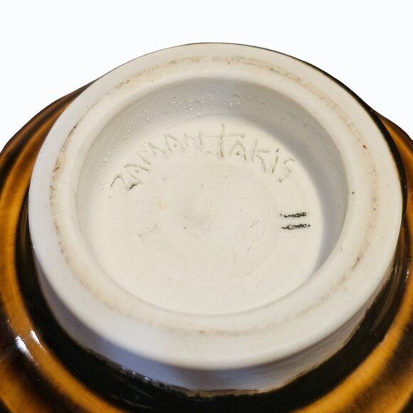 Vtg Signed MARK ZAMANTAKIS Studio Art Pottery Footed Ceramic Pots 3.5 Inches - Picture 12 of 13